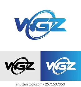 Initial WGZ Letter Modern Typography Swoosh Logo Design Template