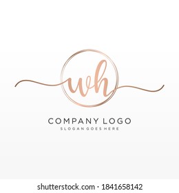 Initial WH beauty monogram and elegant logo design, handwriting logo of initial signature, wedding, fashion, floral and botanical with creative template.