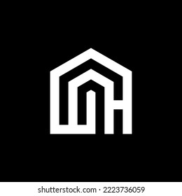 initial wh Letter Logo Design home Monogram Icon Vector Template