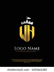 initial WH letter with shield style logo template vector
