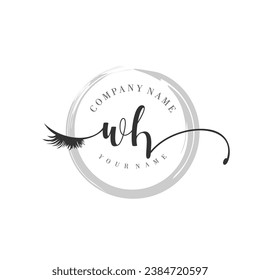 Initial WH monogram eye and eyelash handwriting