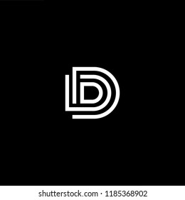 Initial White letter D DD DDD Logo Design with black Background Vector Illustration Template.