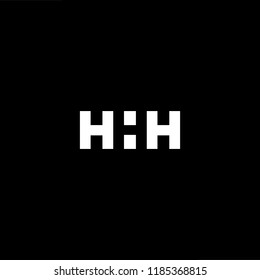 Initial White letter H HH HHH Logo Design with black Background Vector Illustration Template.