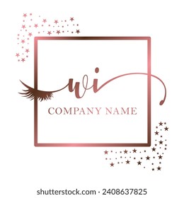 Initial WI calligraphy company eye and eyelash handwriting