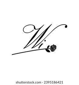 Ornamento de tipografía de flores de escritura WI inicial moderno