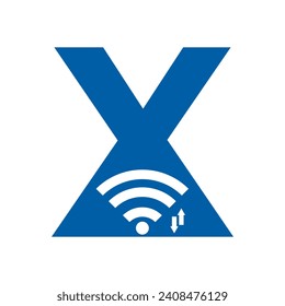 Initial wifi logo combine with letter X vector template