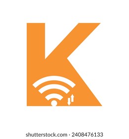 Initial wifi logo combine with letter K vector template