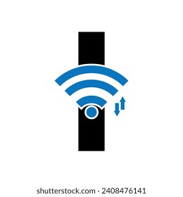 Initial wifi logo combine with letter I vector template