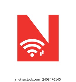 Initial wifi logo combine with letter N vector template
