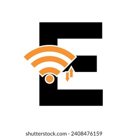 Initial wifi logo combine with letter E vector template