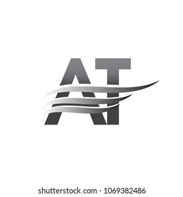 Initial AT wing logo, grey color vector logotype, logo for company name business and company identity.