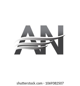 Initial AN wing logo, grey color vector logotype, logo for company name business and company identity.