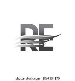 Initial RE wing logo, grey color vector logotype, logo for company name business and company identity.
