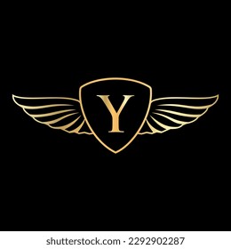 Initial Wing Logo On Letter Y Alphabet For Transportation Logo Symbol