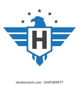Initial Wing Logo On Letter H For Transportation Symbol	