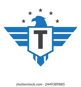 Anfangsflügellogo auf Buchstabe T für Transport und Verkehr-Symbol	