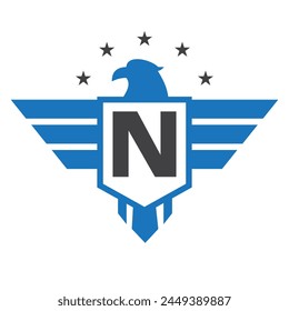 Initial Wing Logo On Letter N For Transportation Symbol	