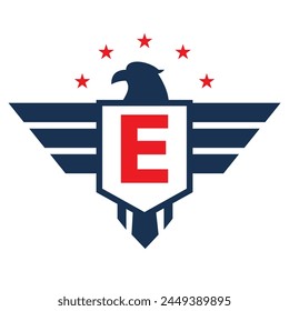 Initial Wing Logo On Letter E For Transportation Symbol	