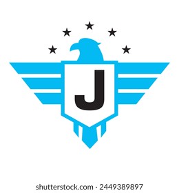 Initial Wing Logo On Letter J For Transportation Symbol	