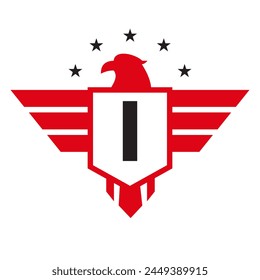 Initial Wing Logo On Letter I For Transportation Symbol	