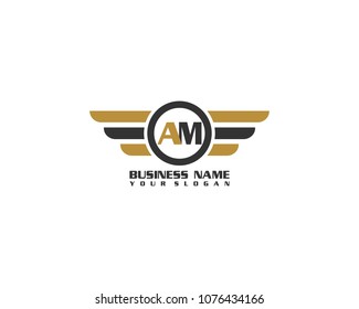 Initial AM wing logo template vector