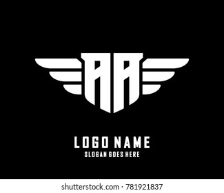 Initial A & A wing logo template vector