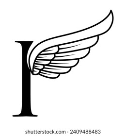 I initial with wing logo vector on trendy design