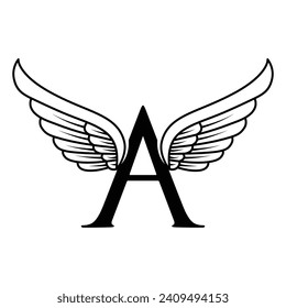 A initial with wing logo vector on trendy design