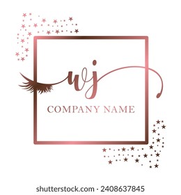 Initial WJ calligraphy company eye and eyelash handwriting
