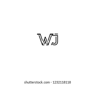 Initial WJ Letter Linked Stylish Linear Monogram Modern Creative Logotype