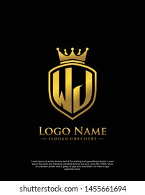 initial WJ letter with shield style logo template vector