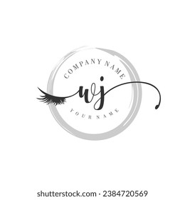Initial WJ monogram eye and eyelash handwriting