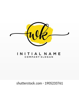 Initial WK beauty monogram and elegant logo design, handwriting logo of initial signature, wedding, fashion, floral and botanical with creative template.