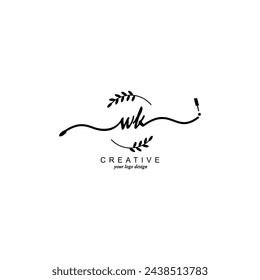 Initial WK logo handwriting botanical branding typography