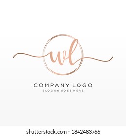 Monograma inicial de belleza WL y diseño elegante de logotipo, logotipo de escritura a mano de firma inicial, boda, moda, floral y botánica con plantilla creativa.