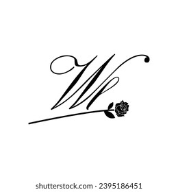 Initial WL handwriting flower typography ornament modern
