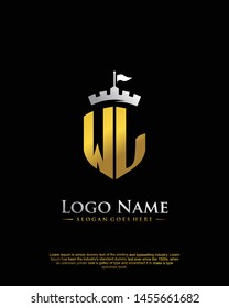 initial WL letter with shield style logo template vector