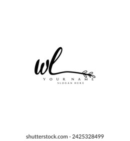 Initial WL logo handwriting floral typography ornament