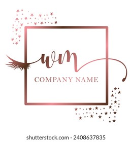 Initial WM calligraphy company eye and eyelash handwriting
