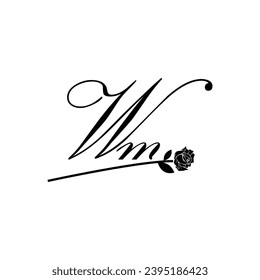 Initial WM handwriting flower typography ornament modern