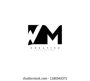 Initial WM Letter Corporate Shape Linked Logo