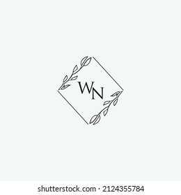 Ilustración de plantilla de estampado floral de diseño elegante de diseño de belleza WN inicial