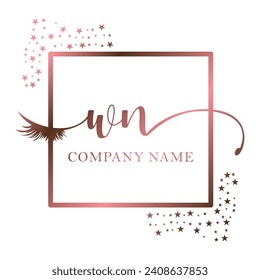 Initial WN calligraphy company eye and eyelash handwriting