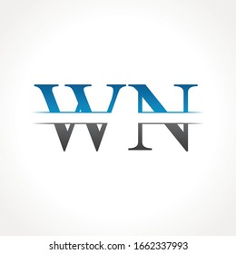 Initial WN Letter Linked Logo. Creative Letter WN Logo Design Vector Template