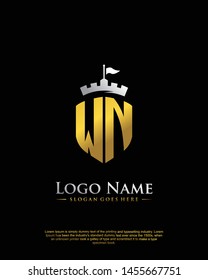 initial WN letter with shield style logo template vector