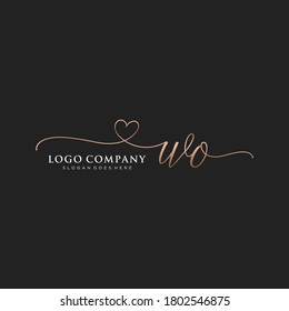 Initial WO beauty monogram and elegant logo design, handwriting logo of initial signature, wedding, fashion, floral and botanical with creative template.