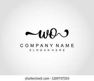 Initial WO handwriting logo vector