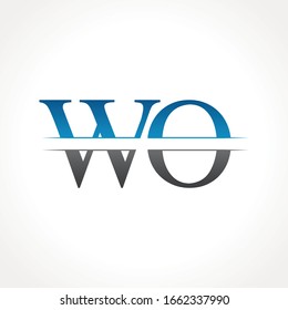 Initial WO Letter Linked Logo. Creative Letter WO Logo Design Vector Template