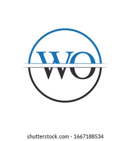 Initial WO Letter Linked Logo. Creative Letter WO Logo Design Vector Template