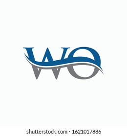 Initial WO Letter Logo Template. Creative Linked Letter WO Logo Design